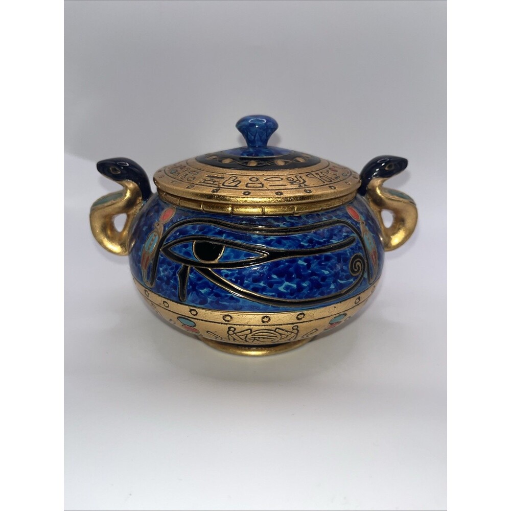 Veronese Eye Of Horus Egyptian Canopic Jar Summit Collection Blue VTG 2005